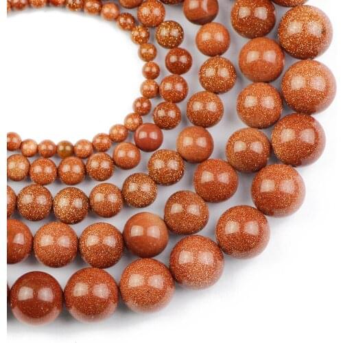 YHBZRET Natural Gold SandStone Round spacer Loose beads for jewelry making 4/6/8/10/12mm diy Bracelet Necklace accessories