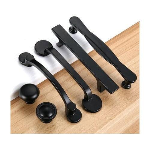 New Drawer Handle Modern Minimalist Matte Black Wardrobe Cabinet Door Handle Home Improvement Hardware
