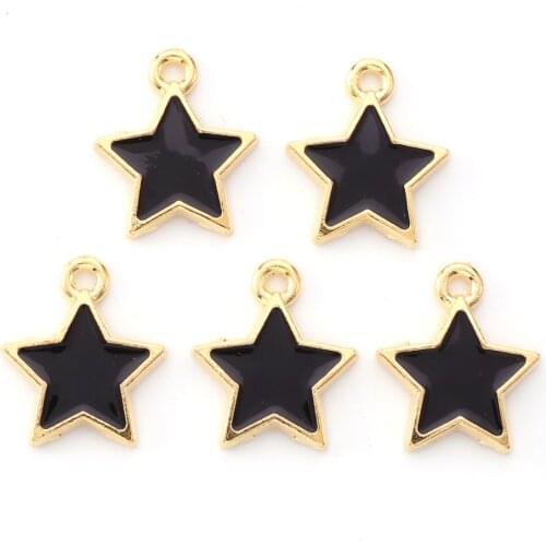 100pcs Alloy Enamel Star Flower Cross Pendants for Bracelet necklace jewelry making DIY Decor Accessories Light Gold Plated