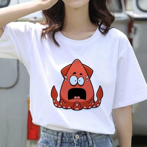 Octopus printed female t-shirt Women Graphic Tee Female T Shirt women short-sleeved summer top t-shirt Summer Clothing