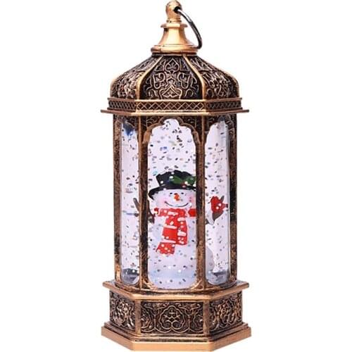 Christmas European Style Retro Lantern Xmas Tree/Snowman LED Portable Night Light Home Decoration Ornaments Hanging Prop
