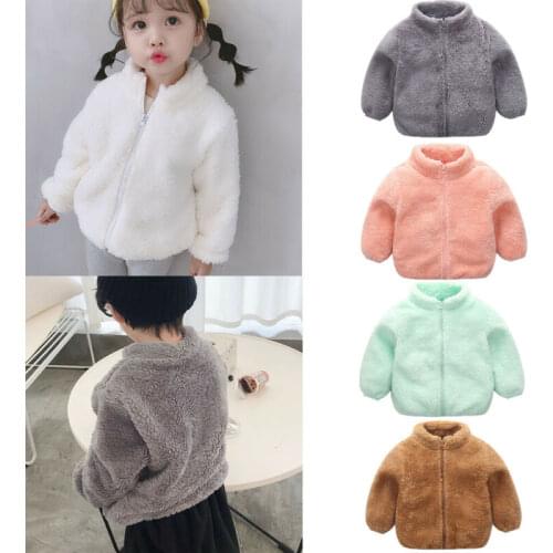 Citgeett Winter Infant Baby Boy Girl Coat Autumn Warm Pure Color Zipper Wool Solid Coat Clothing 0-5Y