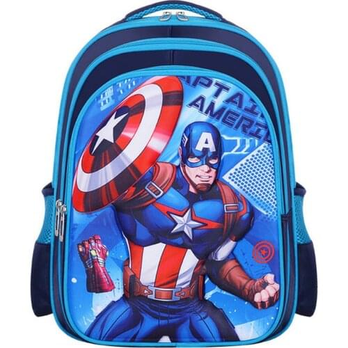 Disney Primary School 3D Cartoon Captain America Boy Girl Children School Bag Teenager Princess Schoolbags Student Backpacks