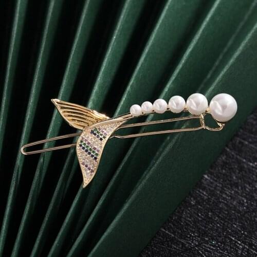 Hairpin Headdress Clip Pearl Fish Tail Style Temperament 2020 New Hairpin Female Hair Clips for Women with Crystal Rhinestone