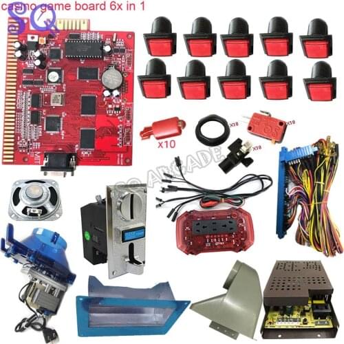 SQ Arcade 6X in 1 Casino Game diy Kit Slot machine 36pin Jamma Cable 33mm LED Push Button multi coin acceptor Gambling Machine