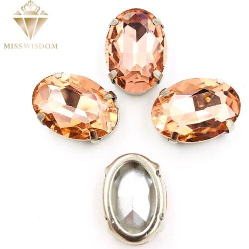 10X14mm/13X18mm Water Red Oval Copper claws hollow thick bottom high quality glass crystal Sew on rhinestones DIY accessories