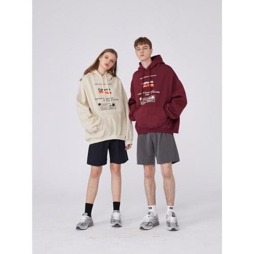 Autumn Winter Thicken Fleece Hoodies Coats Unisex Hip Hop Letter Print Hooded Sweatshirts Fashion Couple Casual Loose Pullover