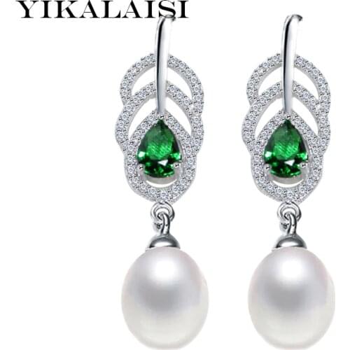 YIKALAISI 925 Sterling Silver Natural Freshwater Pearl Long Fashion Earrings For Women 8-9mm Pearl Drop Shape 4 Colour