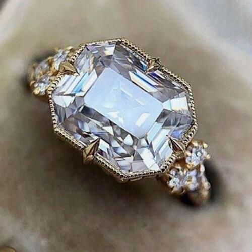 CAOSHI Elegant and Generous Female Wedding Ring Dazzling Crystal Zirconia Gold Color Bridal Jewelry Gorgeous Trendy Accessories