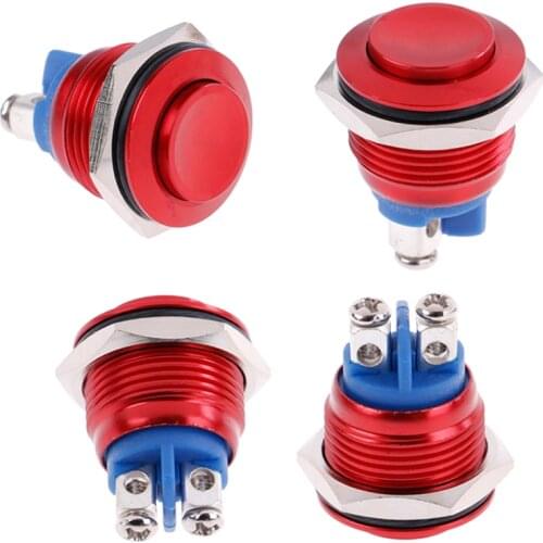 1PC Waterproof Black Momentary Metal Push Button Reset Switch High Head 19mm