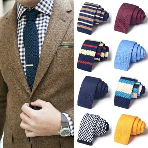 2021 New Britain Style Retro Knitted Tie For Men High Quality Fashion Casual 6cm Skinny Necktie Male Suit Cravate Gift Box