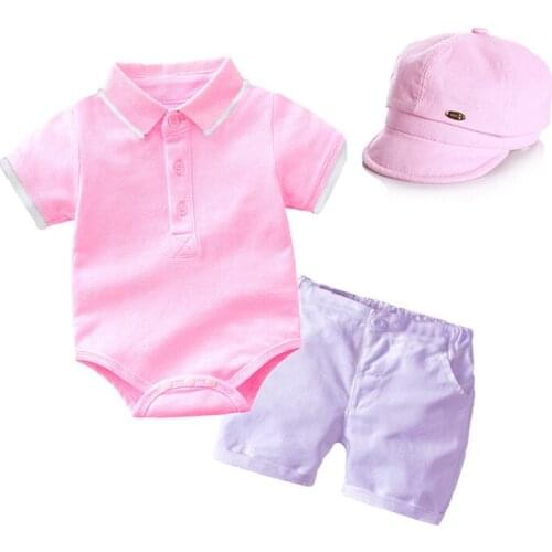 3pcs/set Baby Clothing 2021 Newborn Kids Baby Boys Short Sleeve Gentleman Bodysuits Tops+ Pants Outfits Boy Party Clothes Set