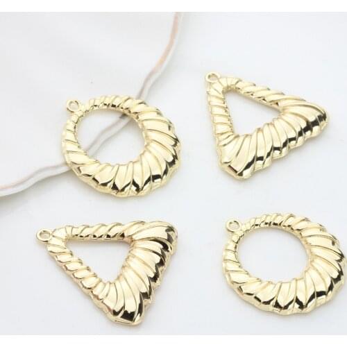 6pcs /lot Zinc Alloy Golden Geometry Drop Charms Round Triangle Screw Charms For DIY Fashion Pendant Earrings Making Accessories