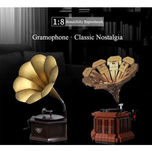 682pcs Creative DIY Building Blocks Classic Nostalgic Retro Phonograph Collection Model Assembled Bricks Childrens Toys No Box