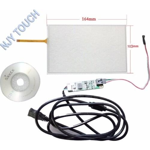 7inch 4 Wire Resistive Touch Screen Panel 164x103mm with USB Controller Kit For HSD070IDW1-A00 Panel