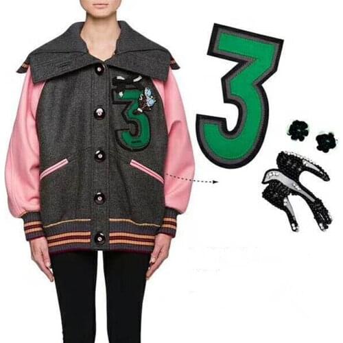 5piece Beaded Sequin Flower Rhinestones Bird Number 3 Fabric Patches Strass Badges Applique Garment Decorated Craft Sewing TH678