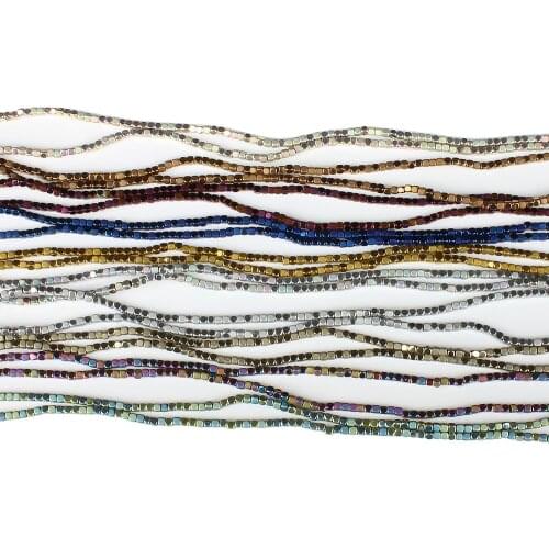 Shiny natural stone Hematite color plated square spacer loose beads Jewelry DIY necklace Bracelet Earrings Jewelry Accessories