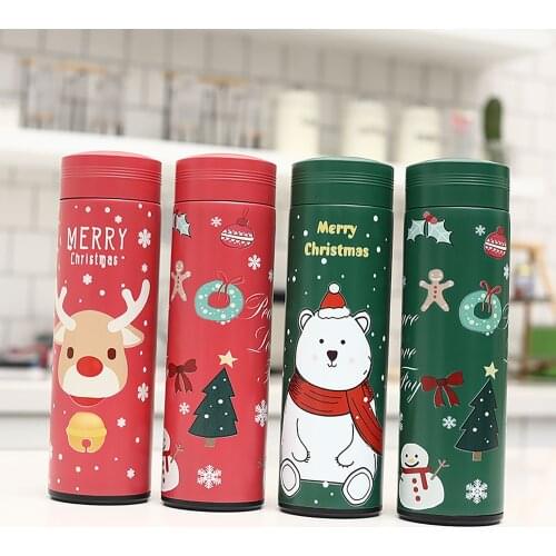 500ml Stainless Steel Water Bottle Christmas Insulated Bottle Portable Thermos Water Cup Outdoor Sports Drinking Bottle