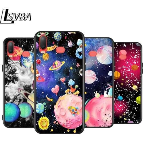 Space Cute Cartoon for Samsung Galaxy A9 A8 Star A750 A7 A6 A5 A3 Plus 2018 2017 2016 Black Phone Case Soft Cover