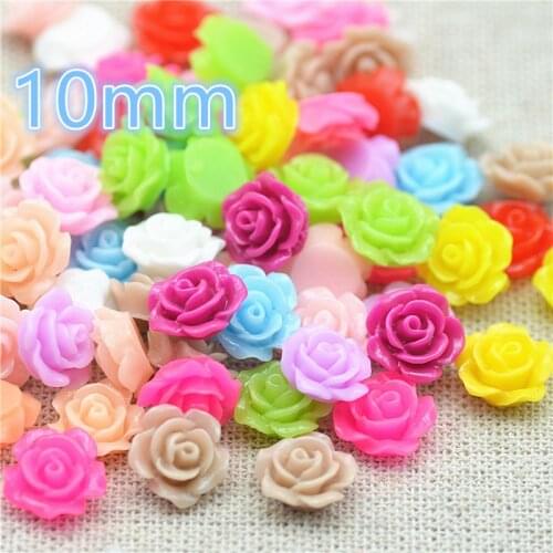 Resin flower 10mm 100pcs flat back mix color for holiday decoration multicolor free shipping