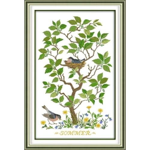 Joy Sunday Bird Nest Cross Stitch Printed Canvas Embroidery Kits 14CT Animal Fabric Counted DIY Needlework Sets DMC Home Decor