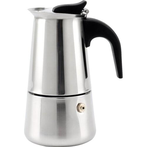 Moka Coffee Pot Espresso Latte Percolator Stove Coffee Maker Espresso Pot Italian Coffee Machine 100Ml Stainless Steel