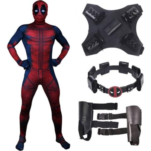 Adult Kids Deadpool Costume 3D Printed Deadpool Cosplay Zentai Bag Belt Gun Holsters Superhero Costumes Halloween Fancy Dress