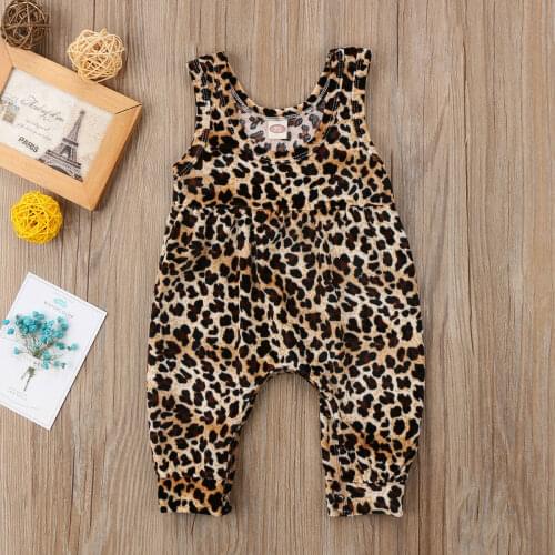 2019 summer Newborn Baby Girl Strap Romper Sunsuit Floral Summer Clothes Outfit for 0-24month rompers leopard pattern