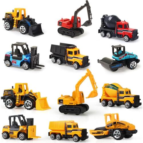 6 Types Mini Alloy Engineering Truck Diecast Car Toys Vehicle Tractor Dump Truck Classic Model Educational Toys for Boys Kids