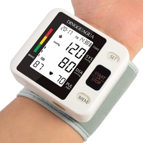 Wrist Blood Pressure Monitor Automatic Digital Cuff Wrist Sphygmomanometer Meter Monitor Heart Rate Pulse Portable Tonometer BP