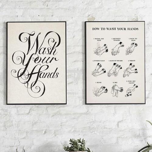 Wash Your Hands Calligraphy Print Pictures Toilet Roll Paper Origami Art Wall Canvas Poster Bathroom Vintage Painting Home Decor