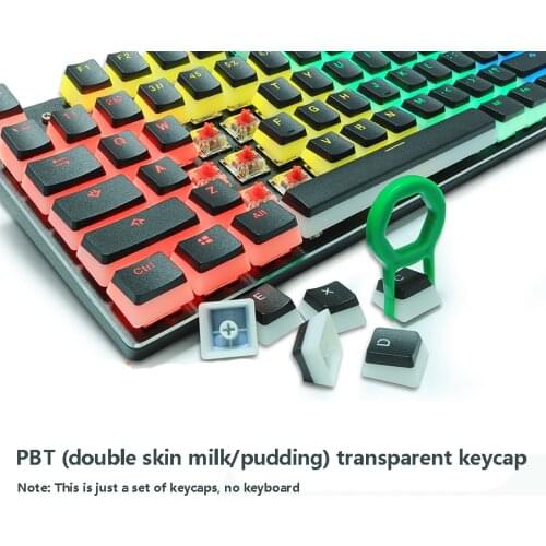 ZUOYA PBT Keycaps Double Shot Backlit Pudding Keycap Set with Puller for DIY Cherry MX Gaming Mechanical Keyboard Black/White