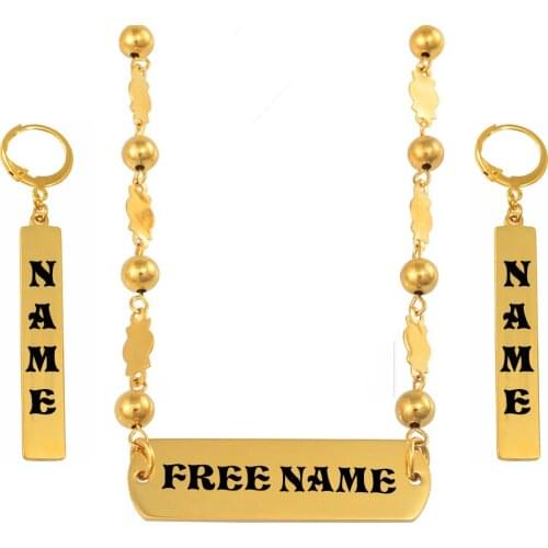 Anniyo Customize Name Pendant Beads Necklace Earrings Sets Marshallese Polynesia Jewelry Micronesia Hawaiian Guam Gift #067421