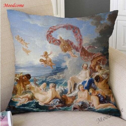 Royal Court Luxury Decorative Sofa Throw Pillow Case Francois Boucher Rococo Style Venus Oil Painting Cotton Linen Cushion Cover