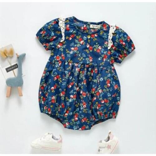 New 2021 Baby Girl Short Sleeve Rose Floral Rompers Summer Baby Infant Baby Girl Clothes Jumpsuits