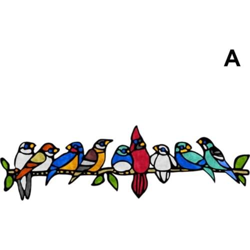 Stain Glass Window Self-adhesive Decal Wall Bird Stickers Home Decor Cute 3D Car Wall Decals Living Room Decorations LBS