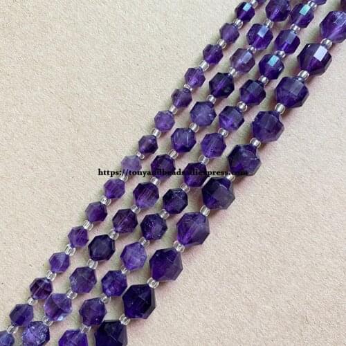 2lots more 10% off ! Semi-precious Stone American Football Faceted AA Quality Purple Amethyst 7" Round Loose Beads 6 8 10 mm
