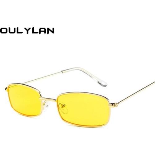 Oulylan Metal Sunglasses Men Women Vintage Small Rectangle Sun Glasses Female Retro Glasses rave festival Shades Eyeglass UV400