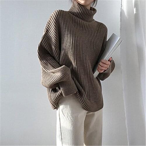 Winter Korean Turtleneck Sweater Women Thickened Loose Pullover Tops Oversized Solid Color Warm Jumper