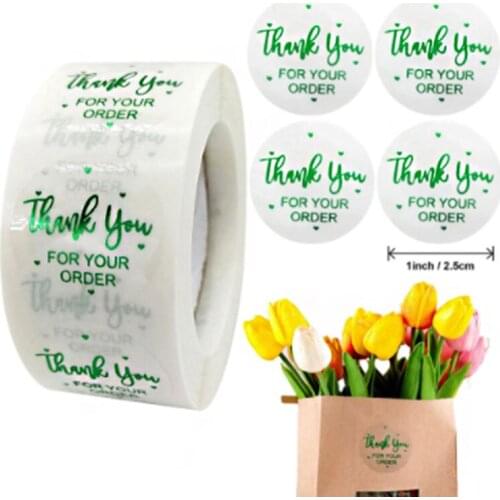 Green Glitter Thank You Stickers Party Gift Decoration Thank You for Your Order Stickers Envelope Package Label