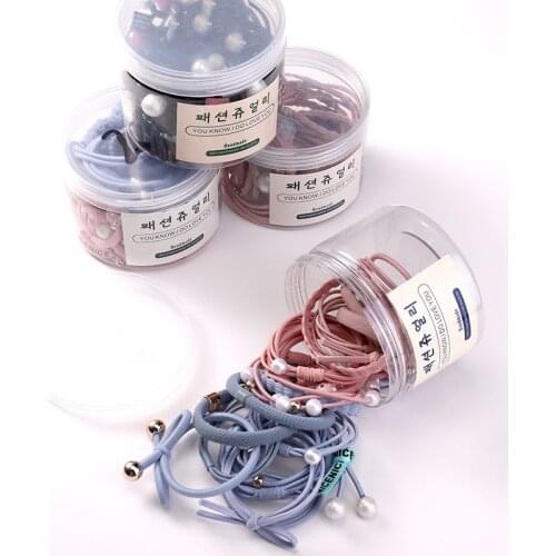 Women Elastic Hair Bands Scrunchies Girls Basic Knot Pearls Ponytail Holder Hair Accessories Hair Gum 8/12/16/20/25pcs/box