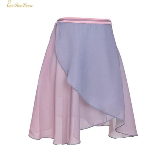 Ballerina Chiffon Dance Yoga Practice Skirt Women short Gradient Skirt Teachers Gymnastics Ballet Wrap skirt Ballet Dance Skirt