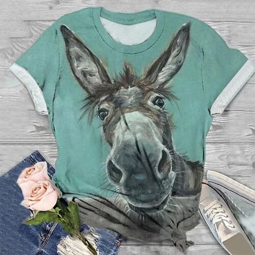 3d Animal Printed Woman Tshirts Harajuku Donkey Graphics Funny Tee Shirts Summer Casual Loose Short Sleeve T Shirts Ropa Mujer