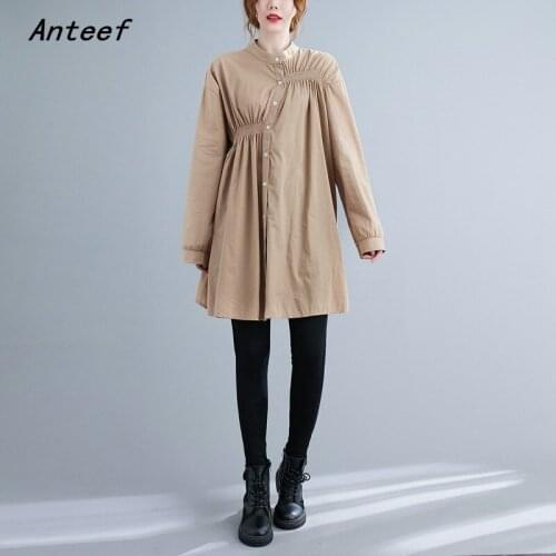 Anteef long sleeve shirts for vintage blouse Casual loose spring autumn tops women 2021 blouses button up shirt clothing