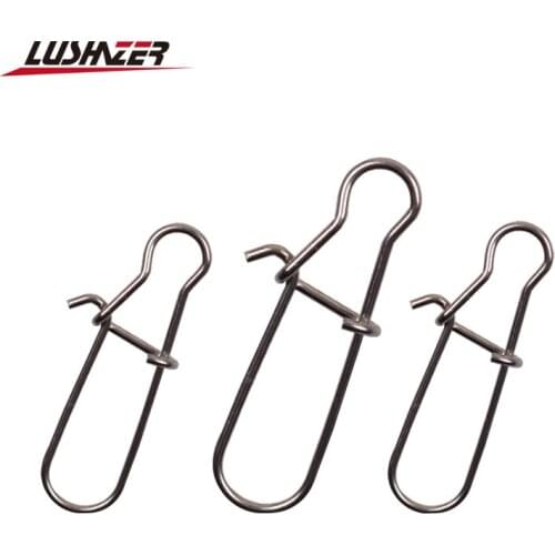 10-50pcs/lot Gourd type Enhanced pin Stainless Steel Fast Lock Snap Swivel Solid 8 character Rings Safety fishing Hook Connector