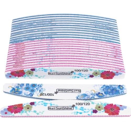 100Pcs/lot White Sandpaper Nail Files 100/120 Nail Art Sanding Files Boat Buffer Double Sided Nail Art Files Manicure Tools Set