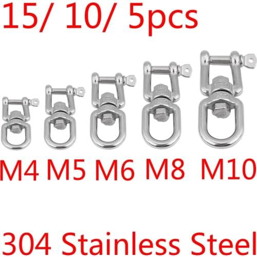 304 Stainless Steel Heavy Duty Swivel Ring Snap Rolling Shackle Device Hardware Accessory 15/ 10/ 5pcs