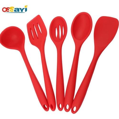5pcs Food Grade Silicone Cooking Tools Spoon Shovel Filter Kitchen Non-stick Pan Utensils Silicone Heat-Resistant Utensil Set