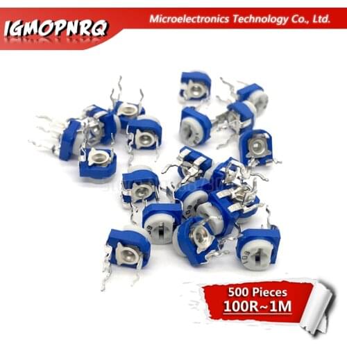 500pcs RM065 RM-065 Trimpot Trimmer Potentiometer 100 200 500 ohm 1K 2K 5K 10K 20K 50K 100K 200K 500K 1M ohm 100R 200R 500R