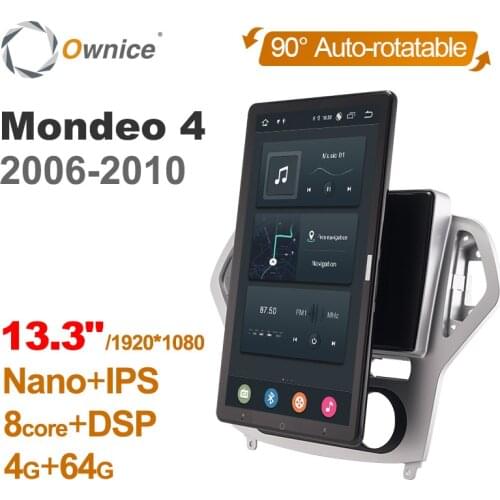Auto Rotatable 1920*1080 13.3" Ownice Android 10.0 Car Multimedia for Ford Mondeo 4 2006 - 2010 Car Auto Radio 1din Audio Video